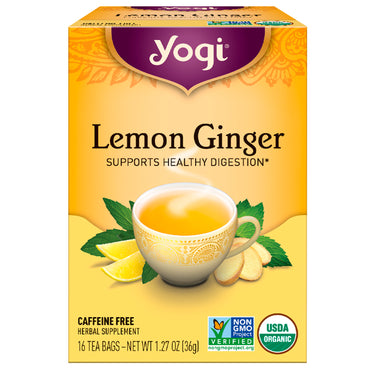 Yogi Tea, Citron Gingembre, Sans caféine, 16 sachets de thé, 1,27 oz (36 g)