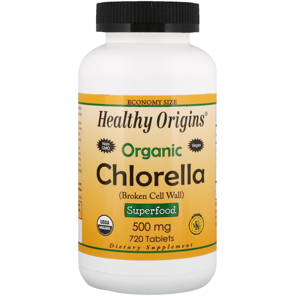 Healthy Origins, Chlorella, superalimento, 500 mg, 720 tabletas