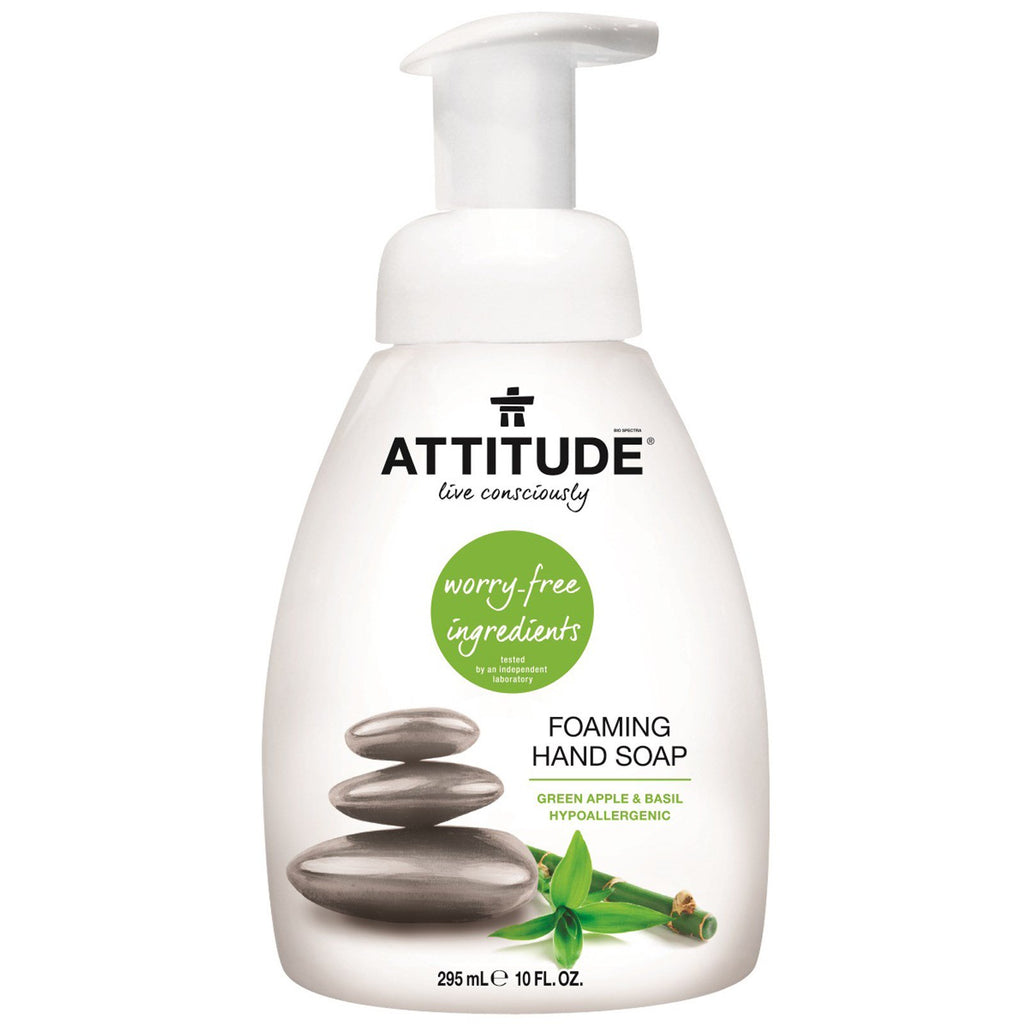 ATTITUDE, Foaming Hand Soap, Green Apple & Basil, 10 fl oz (295 ml)