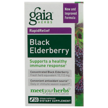 Gaia Herbs, Black Elderberry, 30 Vegan Capsules