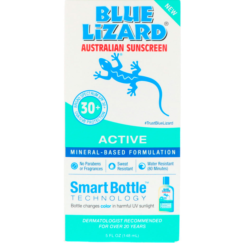Australijski filtr przeciwsłoneczny Blue Lizard, aktywny, filtr przeciwsłoneczny SPF 30+, 5 fl oz (148 ml)