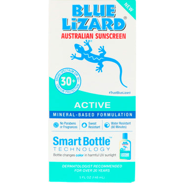 Blue Lizard Australian Sunscreen, Actief, Zonnebrandcrème SPF 30+, 5 fl oz (148 ml)