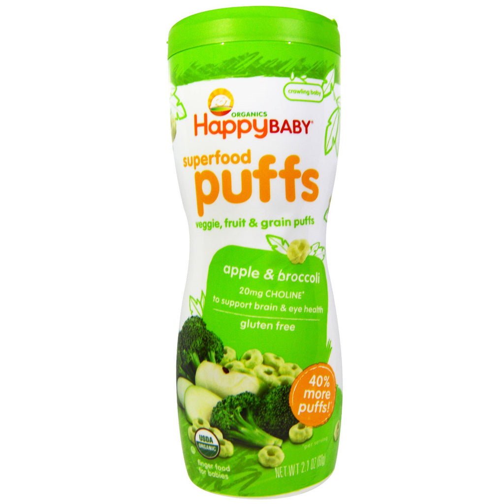 Nurture Inc. (Happy Baby)  Superfood Puffs Apple & Broccoli 2.1 oz (60 g)
