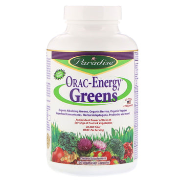 Herbes paradisiaques, légumes verts orac-energy, 120 capsules végétariennes
