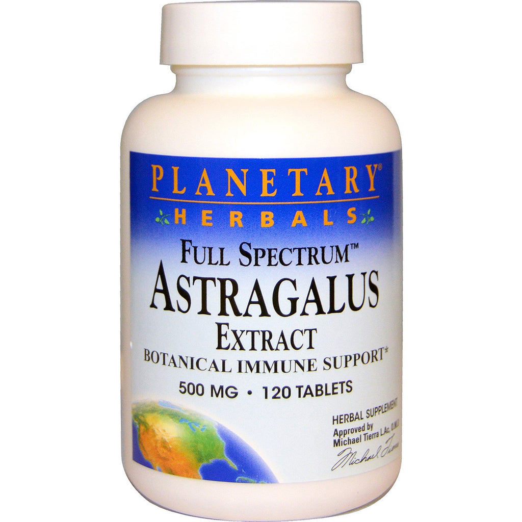 Planetariske urter, Astragalus-ekstrakt, fuldt spektrum, 500 mg, 120 tabletter