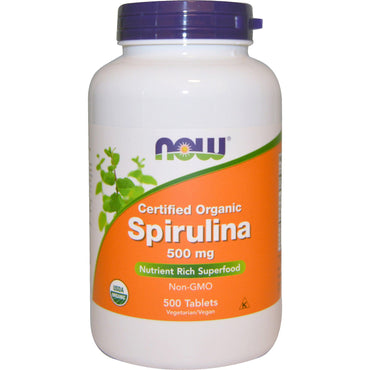 Now Foods, Espirulina certificada, 500 mg, 500 tabletas