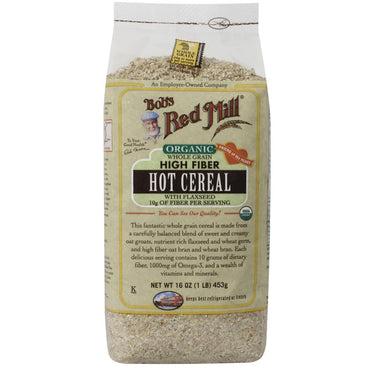 Bob's Red Mill, Cereal caliente integral con alto contenido de fibra y linaza, 16 oz (453 g)