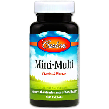 Carlson labs, mini-multi, vitaminer og mineraler, jernfri, 180 tabletter