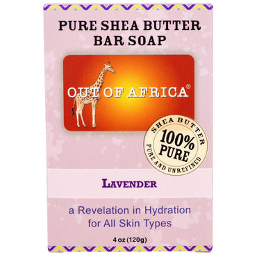 Out of Africa, Barre de savon au beurre de karité pur, Lavande, 4 oz (120 g)