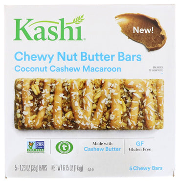 Kashi, Chewy Nut Butter Bars, Coconut Cashew Macaroon, 5 Bars, 1.23 oz (35 g) Each