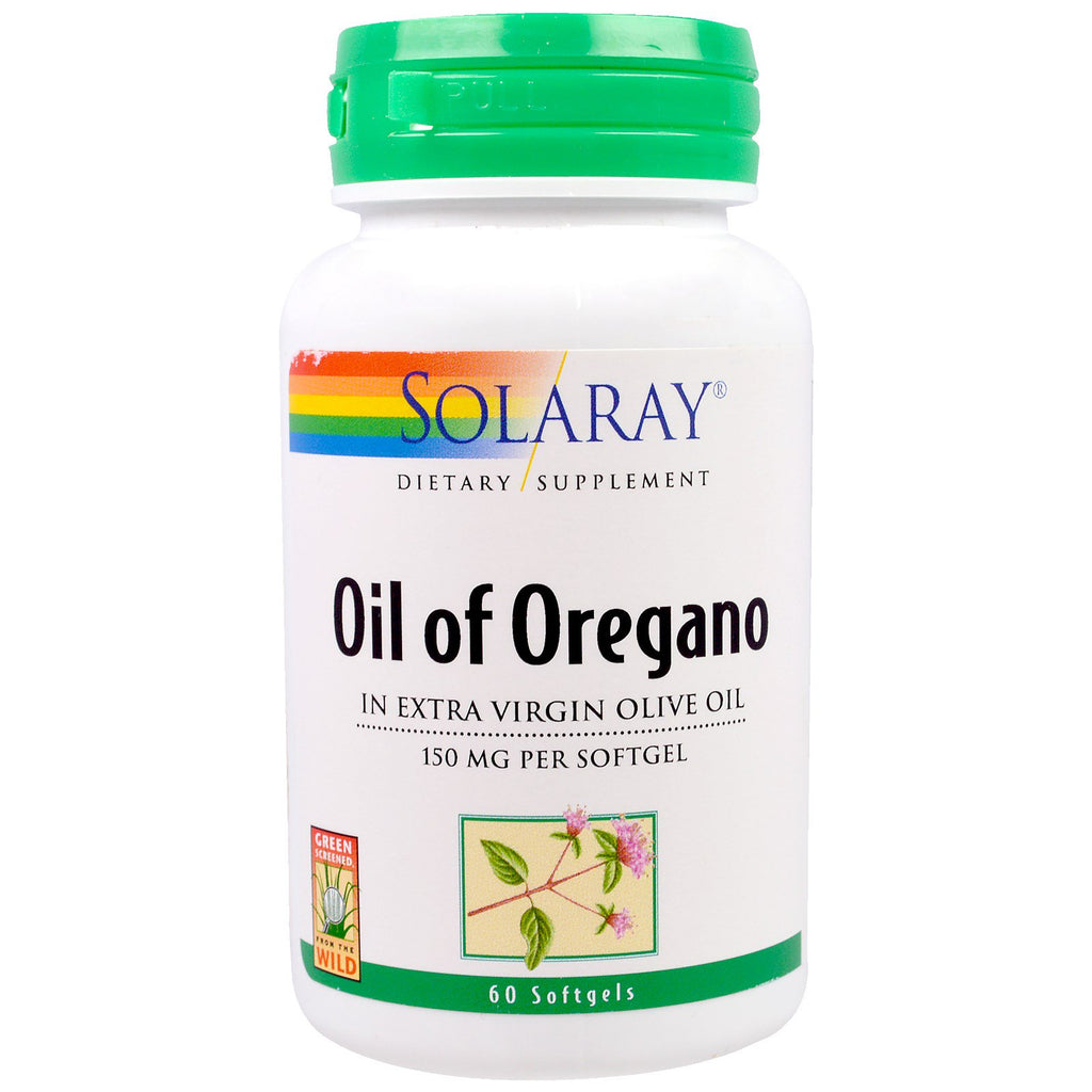 Solaray, oregano-olie, 150 mg, 60 softgels
