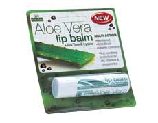 Aloe Vera Lip Balm med Tea Tree & Lysine 4g (bestill i single eller 12 for bytte ytre)