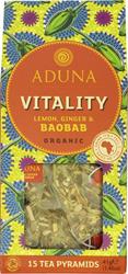 15 pirâmides orgânicas de chá de gengibre, limão e baobá
