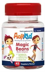 ActiKid, Magic Beans Multi-Vitamina, Frambuesa - 45 gomitas.