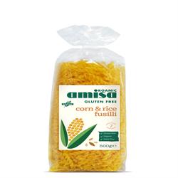Fusilli de maíz y arroz orgánicos y sin gluten 500 g (pedir por separado o 10 para el comercio exterior)