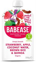 Bio-Erdbeere, Apfel, Kokoswasser, BR & Quinoa 100 g (8 Stück für den Einzelhandel bestellen)