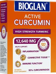 Bioglan Active Curcumin. Højstyrke Gurkemeje 30 tabletter (bestilles i singler eller 24 for bytte ydre)