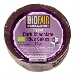 Mørk chokoladeovertrukne riskager Økologiske/Fair Trade 50 g (bestilles i single eller 18 for bytte ydre)