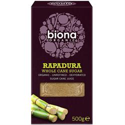 Azúcar integral de caña Biona Organic Rapadura / Succanat - 500 g (pedir por separado o 5 para el comercio exterior)