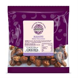 Organic Milk Chocolate covered Raisins 60g (order in singles or 12 for trade outer)