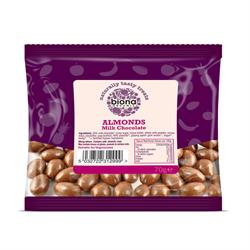 Almendras cubiertas de chocolate con leche orgánico 70 g (pedir por separado o 12 para el comercio exterior)