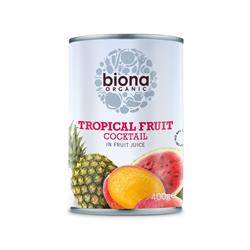 Biologische tropische fruitcocktail in vruchtensap 400g