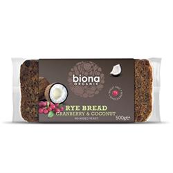 Pão de centeio orgânico de cranberry e coco Biona 500g