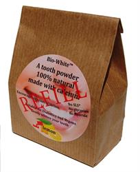 Recambio de limón en polvo de dientes orgánico en una bolsa de papel (sin plástico) 35 g (pedir por unidades o 10 para el comercio exterior)
