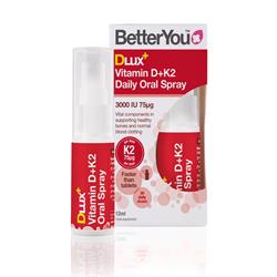 DluxPlus Vitamin D+K2 Daily Oral Spray 12ml (bestilles i singler eller 6 for detail ydre)