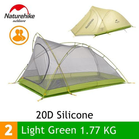 Naturehike 1.7KG   2 Person Camping Tent 20D Silicone Fabric Double Layers Rainproof NH Outdoor Ultralight Camping Hiking Tent