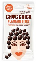 Morceaux de plantain enrobés de chocolat cru 60 % 30 g (commander par multiples de 3 ou 18 pour l'extérieur au détail)