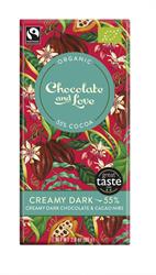Chocolat noir crémeux biologique/équitable avec éclats de cacao 55 % (commandez 14 pour l'extérieur au détail)