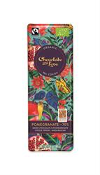 Organic/Fairtrade dark chocolate with pomegranate 70% 40g (order 14 for retail outer)