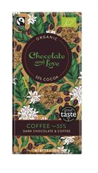 Chocolat noir bio/équitable au café 55% 80g (commander 14 pour l'extérieur au détail)