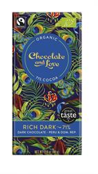 Rijke donkere biologische/Fairtrade pure chocolade 71% (bestel 14 voor detailhandelsverpakking)