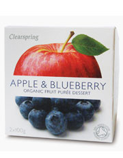 Økologisk fruktpuré eple/blåbær (2x100g) (bestilles enkeltvis eller 12 for bytte ytre)
