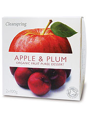 هريس الفاكهة العضوية التفاح/البرقوق (2 × 100 جم) (طلب فردي أو 12 قطعة للمتاجرة الخارجية)