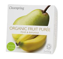 Puré de frutas orgánico, pera / plátano (2x100 g) (pedir por separado o 12 para el comercio exterior)