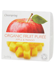 רסק פירות אורגניים תפוח/מנגו (2x100 גרם) (הזמינו ביחידים או 12 למסחר חיצוני)