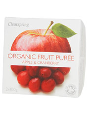 Piure de fructe organice mere/merișoare (2x100g) (comandați în unică sau 12 pentru comerț exterior)