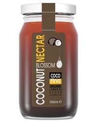 Nectar de flori de nucă de cocos organic în borcan de sticlă de 350 ml (comandați unică sau 12 pentru comerț exterior)