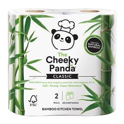 100% bamboe keukendoek 2 rollen; 200 vellen per verpakking (bestel per stuk of 5 voor retailverpakkingen)