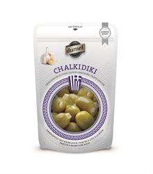 Dumet Chalkidiki Greek Olives stuffed with Garlic (order in singles or 10 for trade outer)