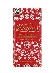 Fairtrade mørk chokolade tranebær & hasselnødder 90g (bestil i enkeltstående eller 15 for bytte ydre)