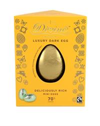 بيضة نباتية فاخرة من شوكولاتة التجارة العادلة الداكنة بنسبة 70% مع بيض صغير