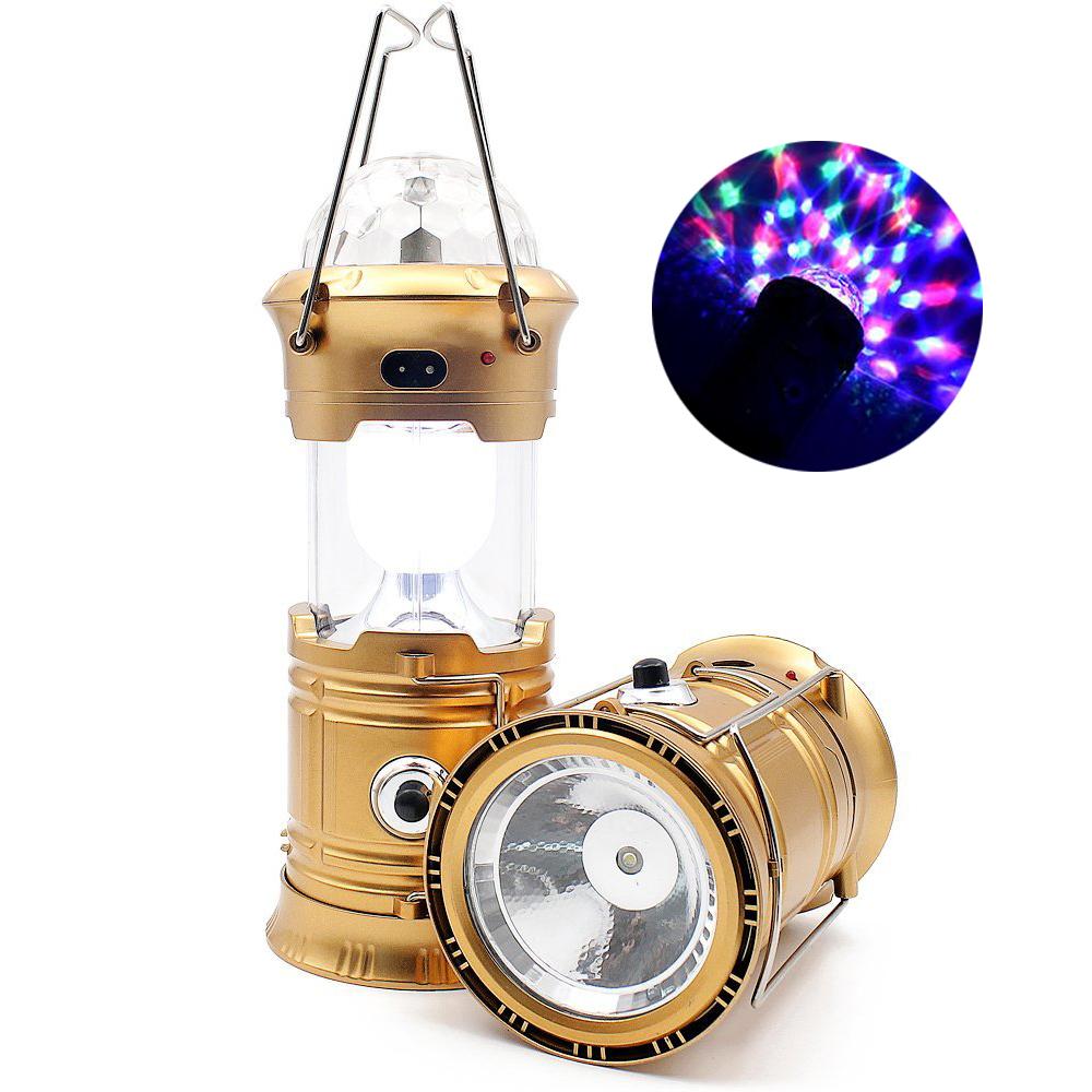 Solar Camping Lantern 3-in-1 LED Party Disco Light Rechargeable Portable Flashlight For Hiking Camping Tent Emergency Lighting