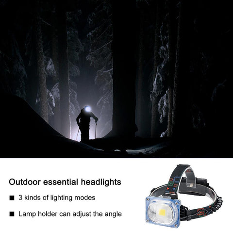 Lampe frontale grand angle 3 modes USB rechargeable Camping COB LED 18650