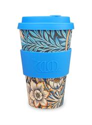 William Morris Lily with Mid Blue Silicone Coffee Cup 400ml (order in singles or 36 for trade outer)