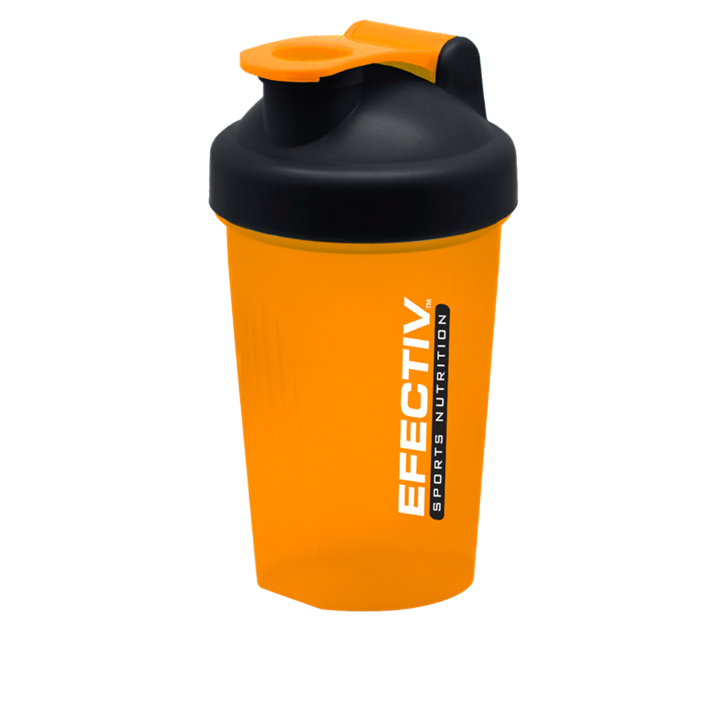 Shaker nutricional Efectiv 400ml, laranja e preto