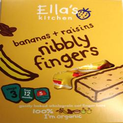 Nibbly Fingers - Bananas & Raisins 125g (encomende em unidades individuais ou 8 para varejo externo)
